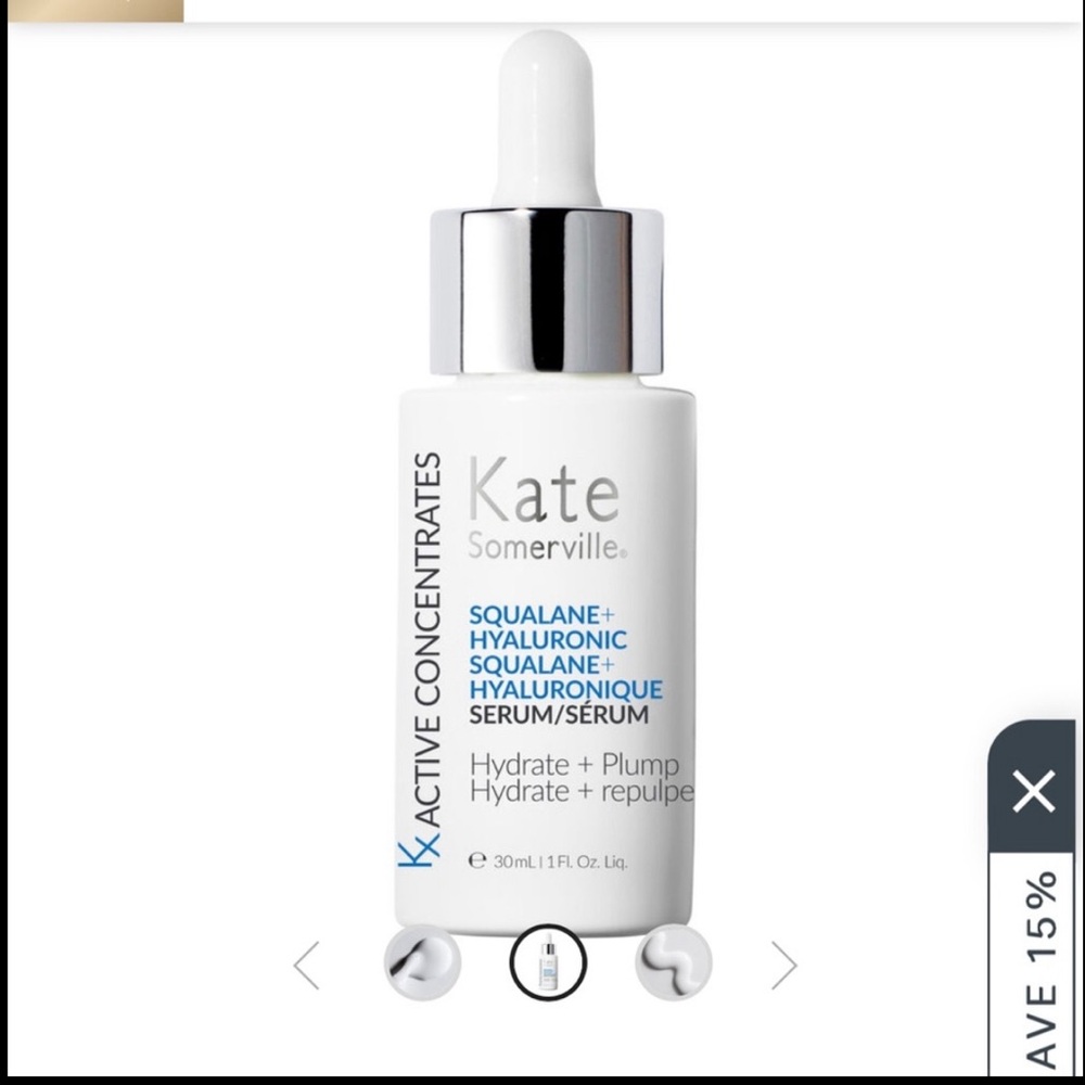 Kate Somerville Squalane + Hyaluronic Serum 
Hydrate & Plump